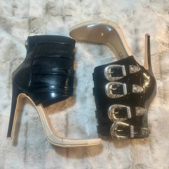 Mack J Western Inspired Patent Multi Strap High Heel Ankle Boot Sandals - Picture 9 of 9